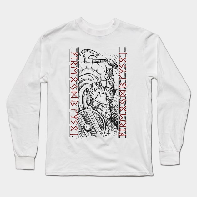 Viking with runes Long Sleeve T-Shirt by BlackForge